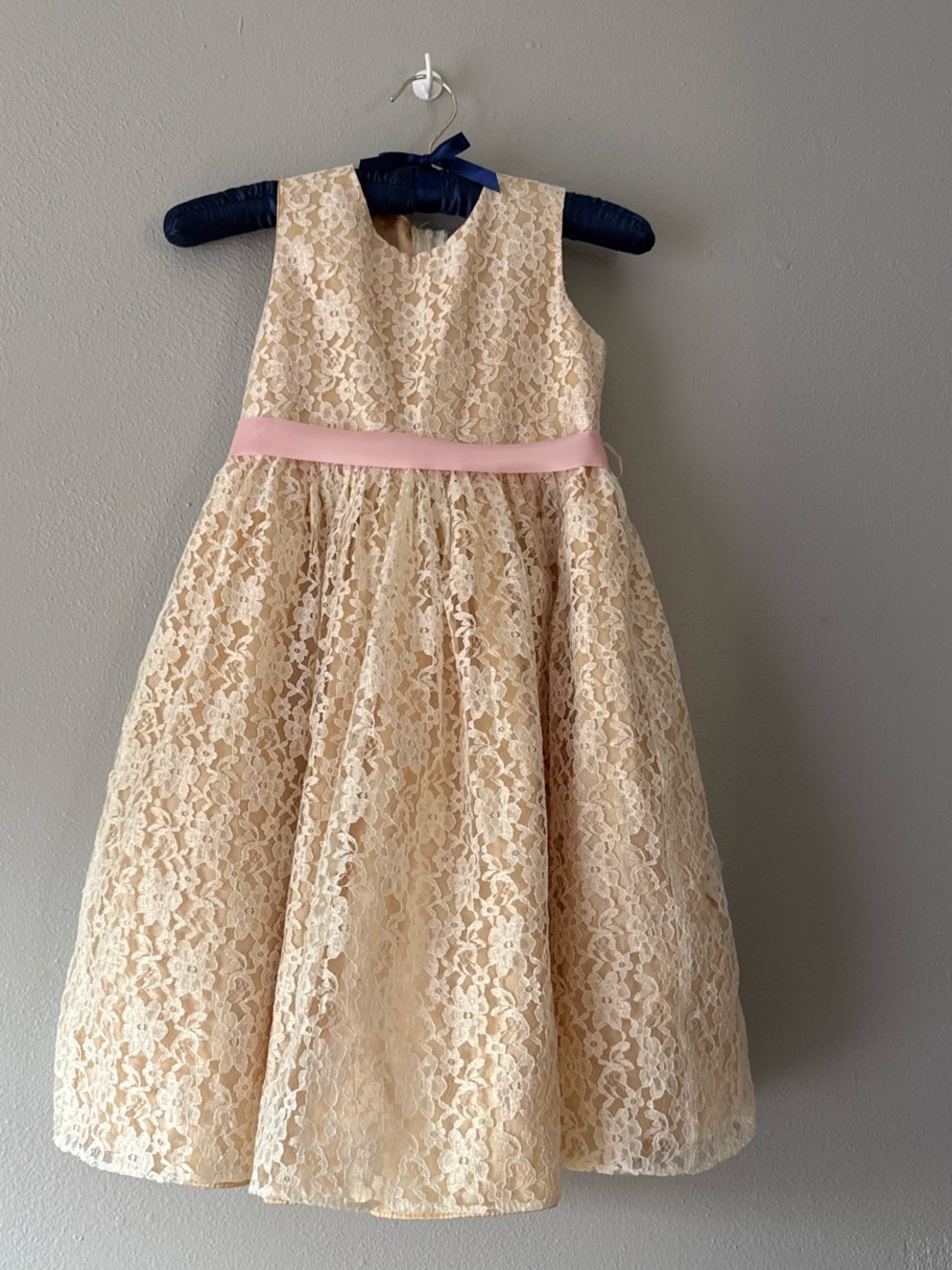 Ivory cream, lace, flower girl, princess dress